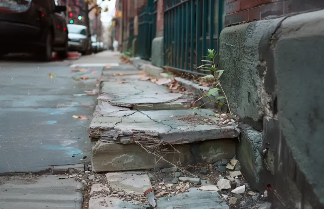 cracked sidewalk step